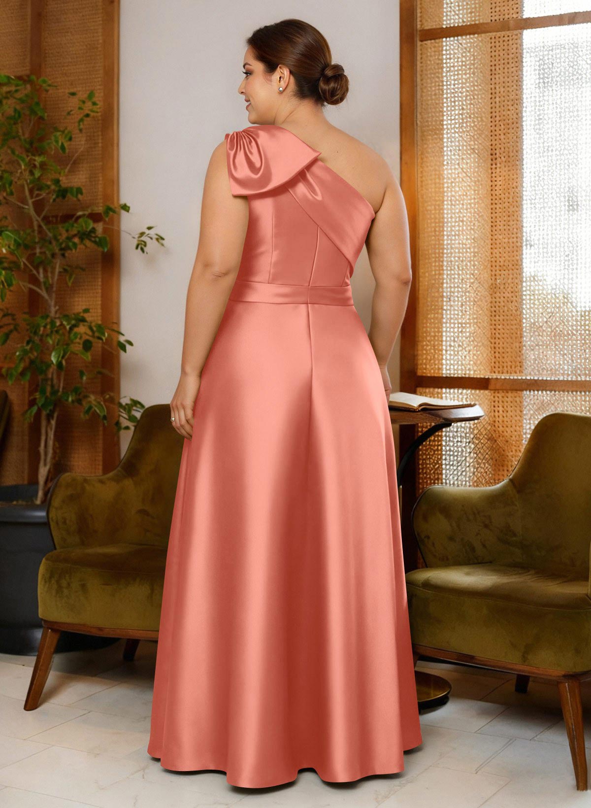 Jumpsuit/Pantsuit One-Shoulder Satin Mother Of The Bride Dresses With Bow(s), product image 86