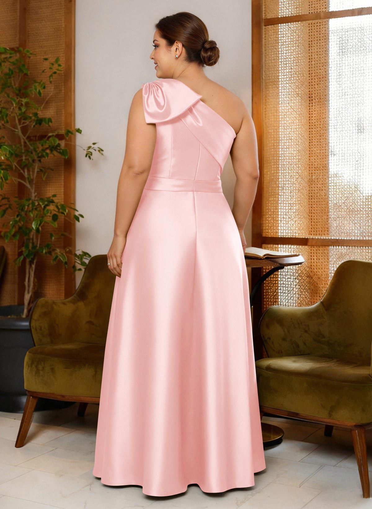 Jumpsuit/Pantsuit One-Shoulder Satin Mother Of The Bride Dresses With Bow(s), product image 82