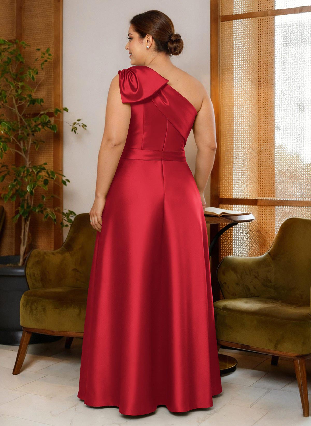 Jumpsuit/Pantsuit One-Shoulder Satin Mother Of The Bride Dresses With Bow(s), product image 98
