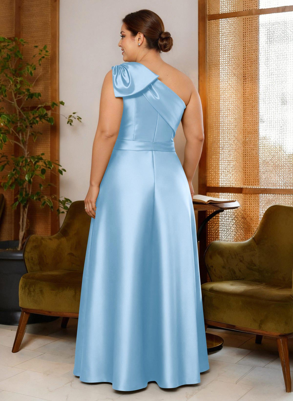 Jumpsuit/Pantsuit One-Shoulder Satin Mother Of The Bride Dresses With Bow(s), product image 38