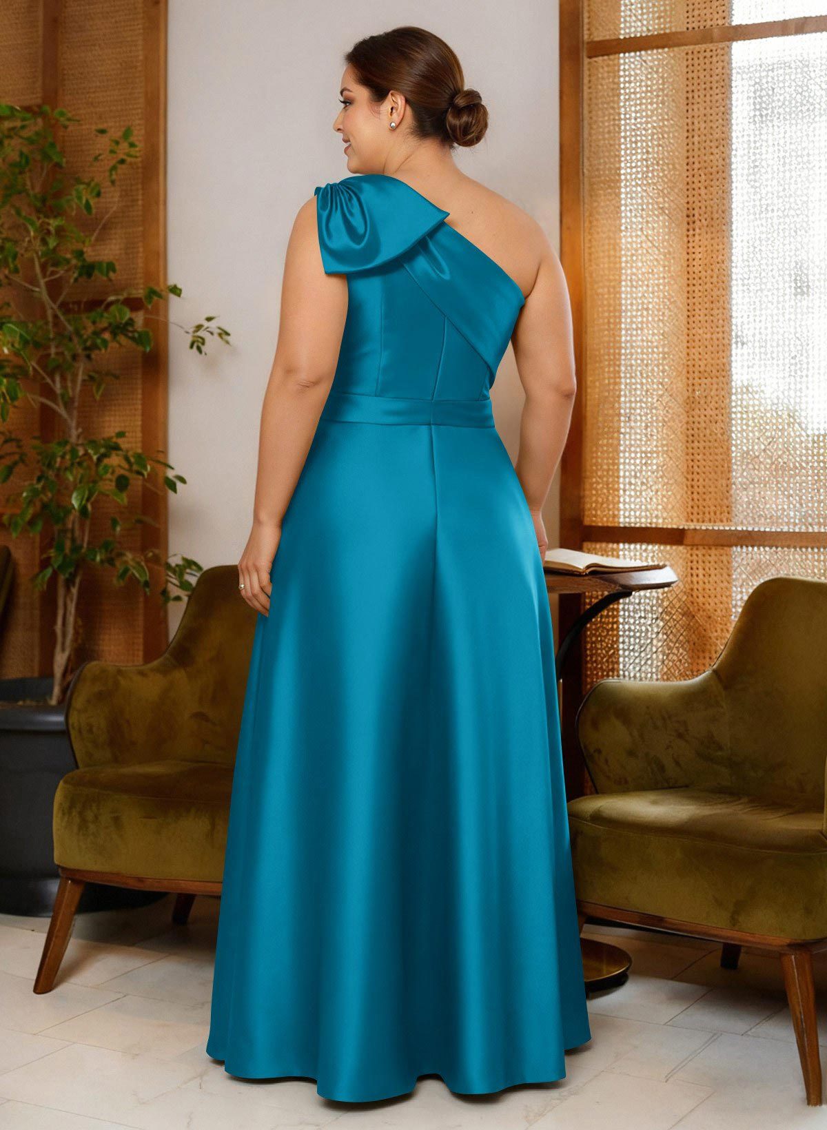 Jumpsuit/Pantsuit One-Shoulder Satin Mother Of The Bride Dresses With Bow(s), product image 58