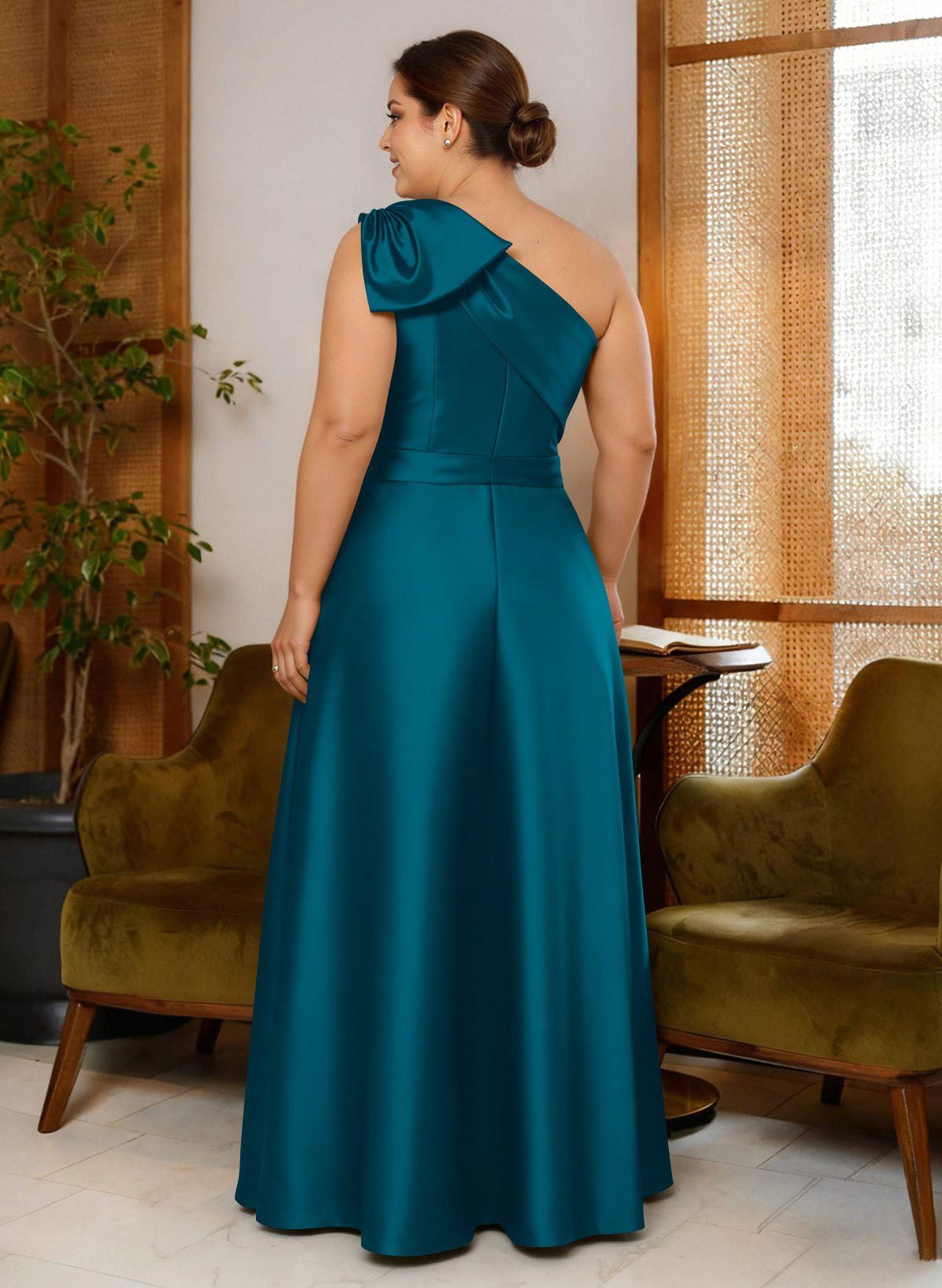 Jumpsuit/Pantsuit One-Shoulder Satin Mother Of The Bride Dresses With Bow(s), product image 42