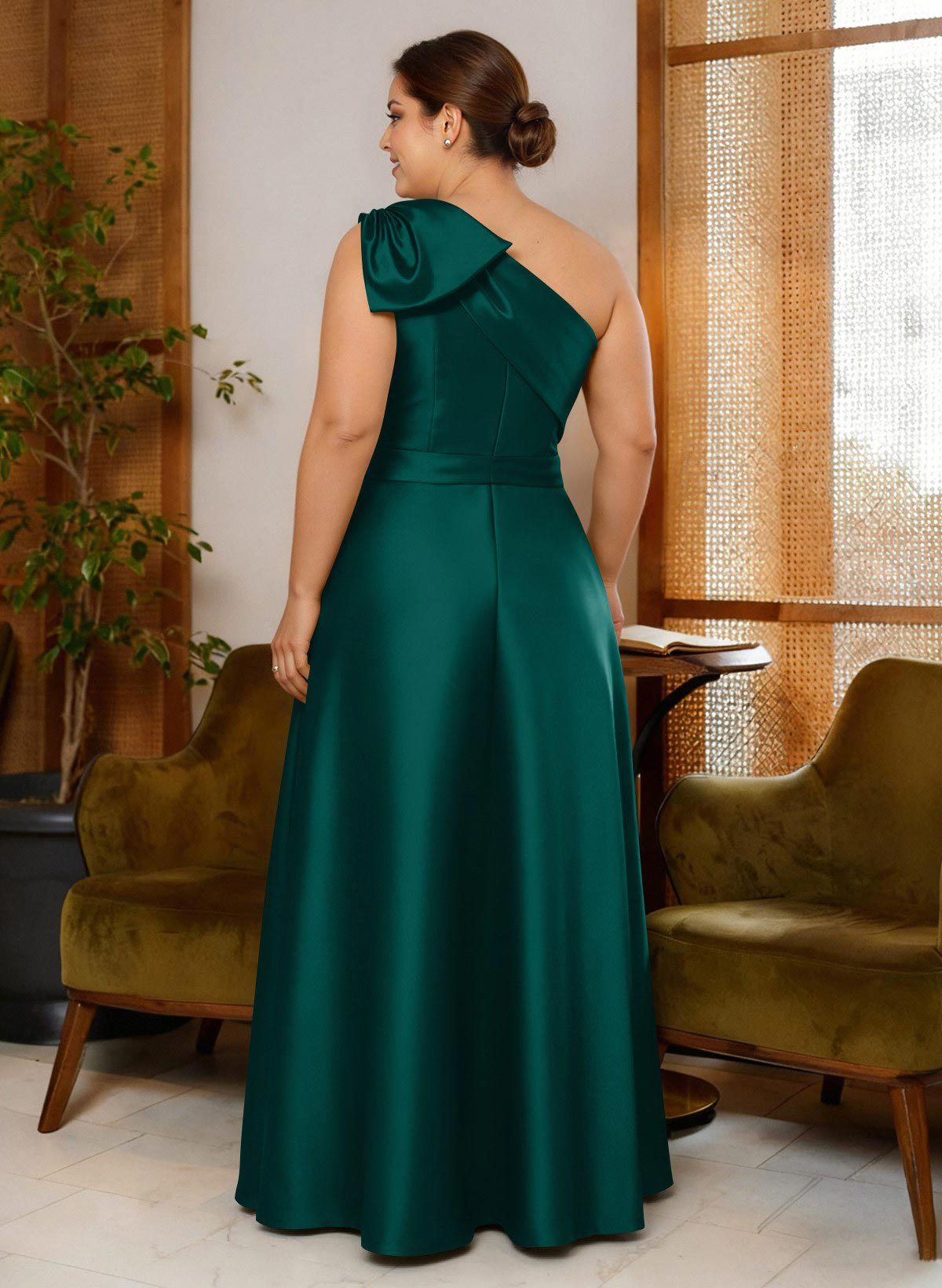 Jumpsuit/Pantsuit One-Shoulder Satin Mother Of The Bride Dresses With Bow(s), product image 130