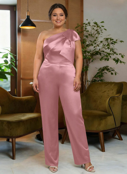 Jumpsuit/Pantsuit One-Shoulder Satin Mother Of The Bride Dresses With Bow(s), product image 79