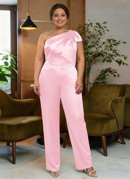 Jumpsuit/Pantsuit One-Shoulder Satin Mother Of The Bride Dresses With Bow(s), product image 95