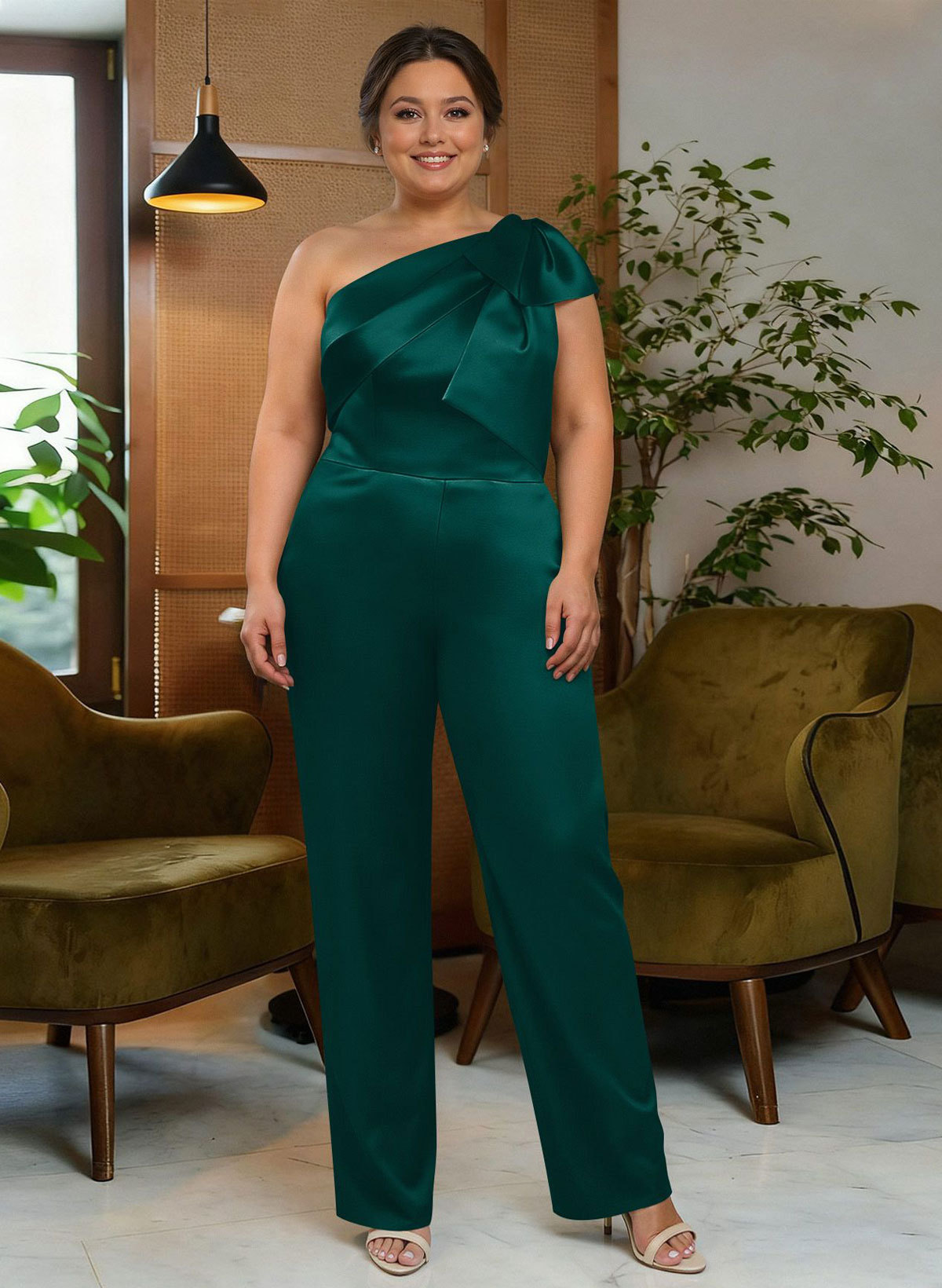Jumpsuit/Pantsuit One-Shoulder Satin Mother Of The Bride Dresses With Bow(s), product image 131