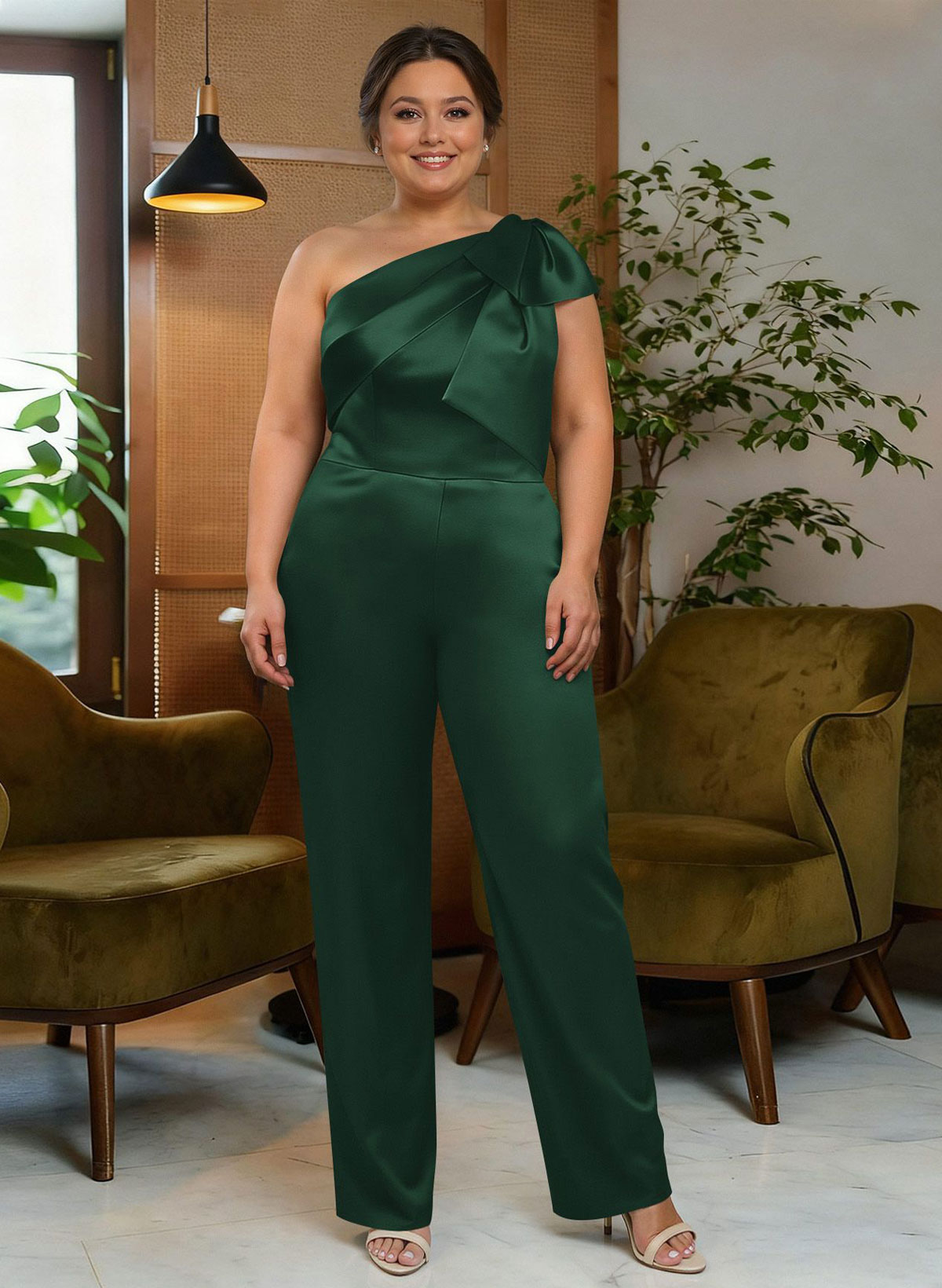 Jumpsuit/Pantsuit One-Shoulder Satin Mother Of The Bride Dresses With Bow(s), product image 127