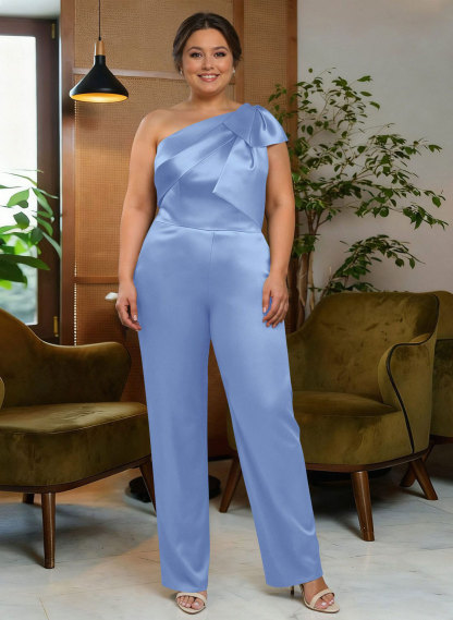 Jumpsuit/Pantsuit One-Shoulder Satin Mother Of The Bride Dresses With Bow(s), product image 55