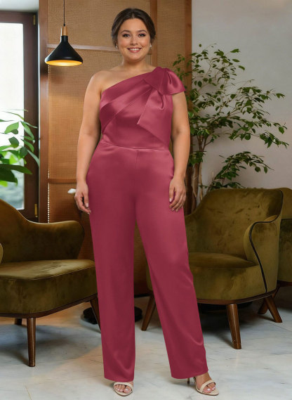 Jumpsuit/Pantsuit One-Shoulder Satin Mother Of The Bride Dresses With Bow(s), product image 115