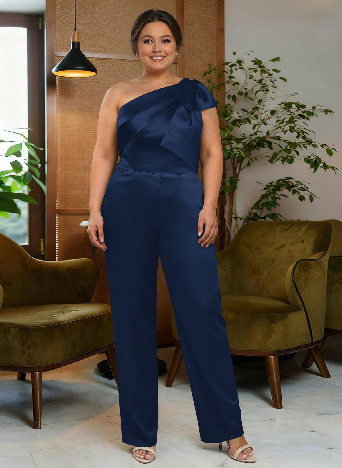 Jumpsuit/Pantsuit One-Shoulder Satin Mother Of The Bride Dresses With Bow(s), product image 19