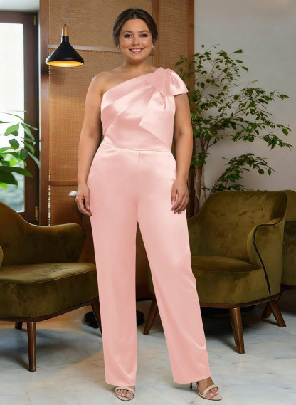 Jumpsuit/Pantsuit One-Shoulder Satin Mother Of The Bride Dresses With Bow(s), product image 75