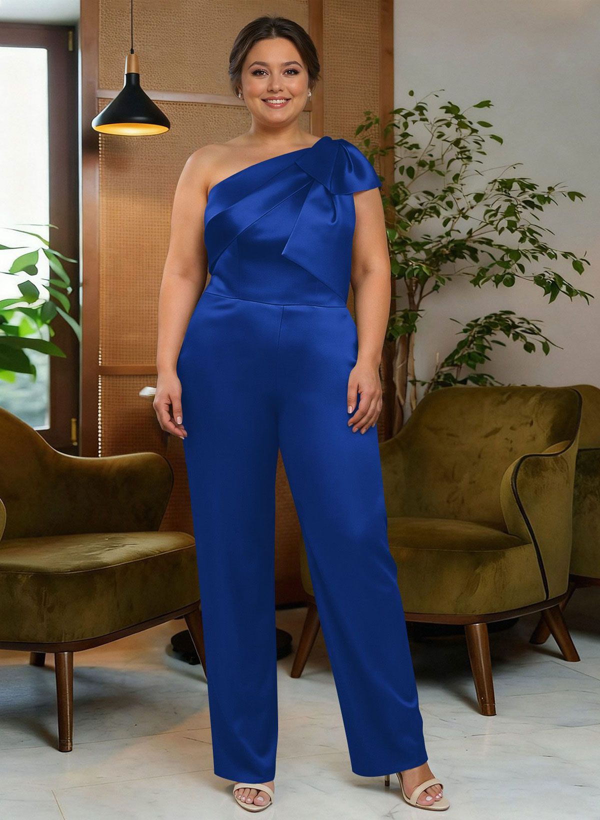 Jumpsuit/Pantsuit One-Shoulder Satin Mother Of The Bride Dresses With Bow(s), product image 23