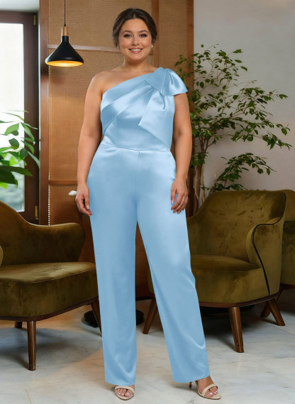 Jumpsuit/Pantsuit One-Shoulder Satin Mother Of The Bride Dresses With Bow(s), product image 39