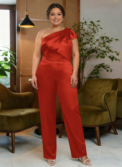Jumpsuit/Pantsuit One-Shoulder Satin Mother Of The Bride Dresses With Bow(s), product image 119