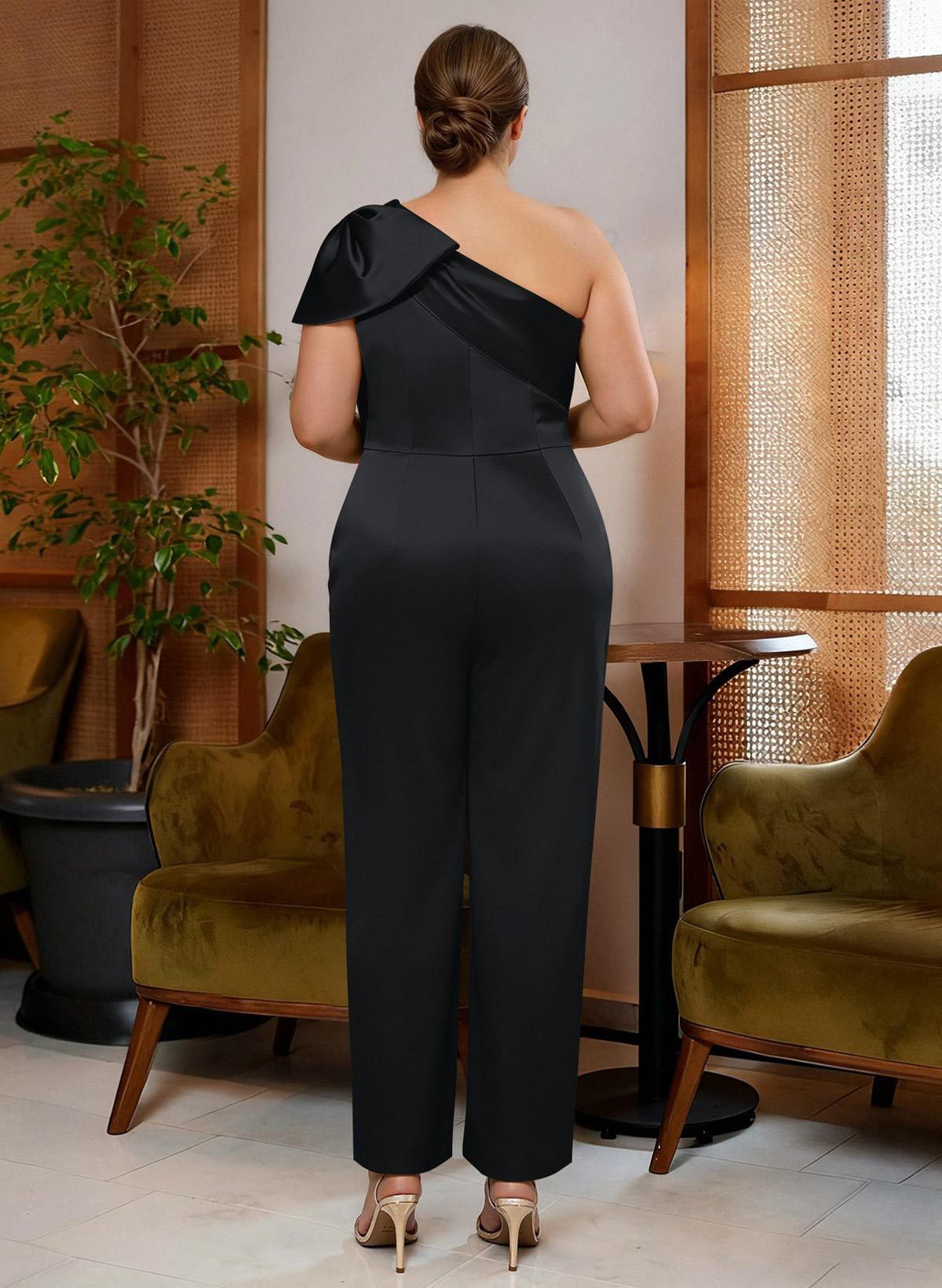 Jumpsuit/Pantsuit One-Shoulder Satin Mother Of The Bride Dresses With Bow(s), product image 8
