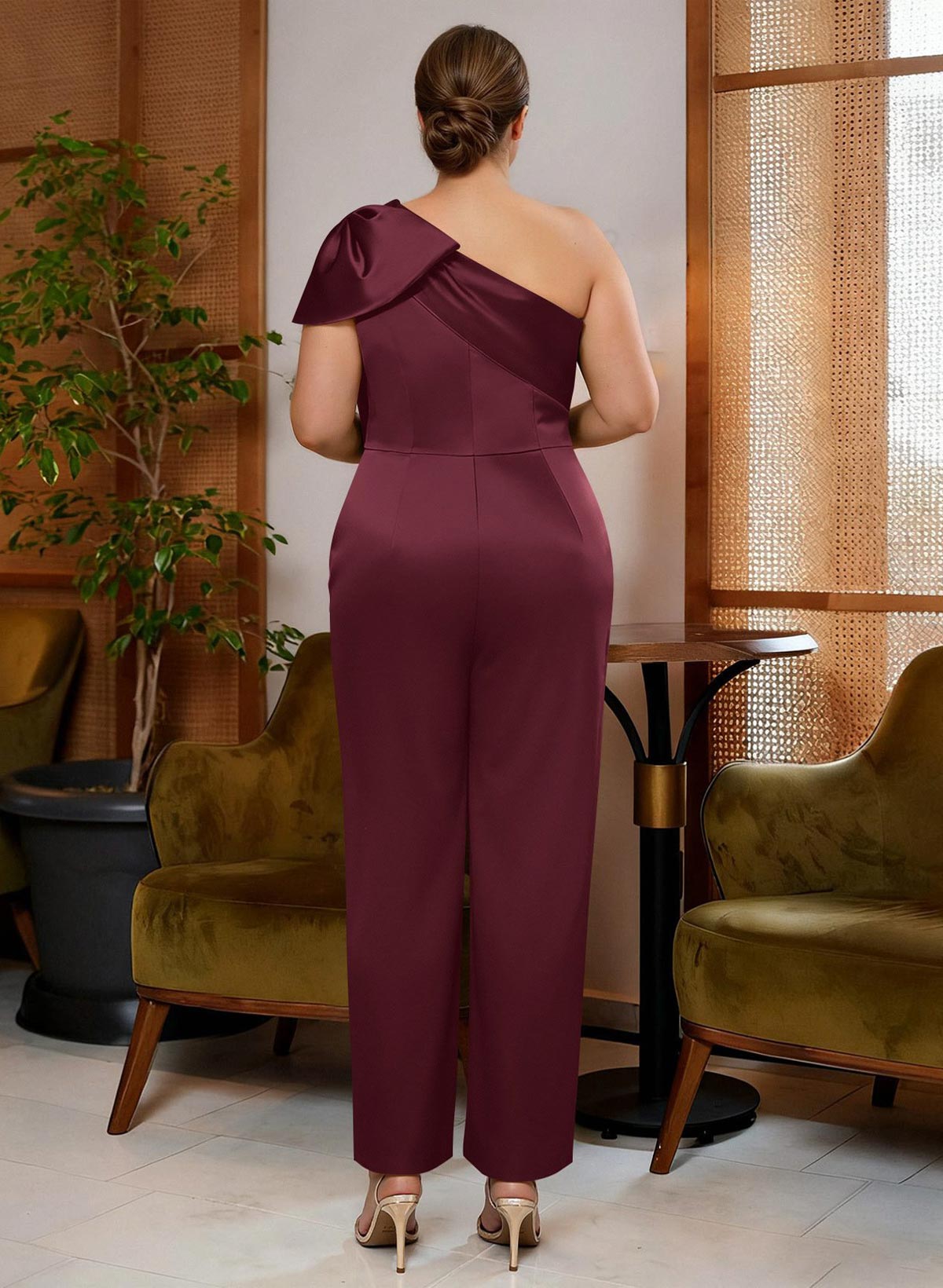 Jumpsuit/Pantsuit One-Shoulder Satin Mother Of The Bride Dresses With Bow(s), product image 108
