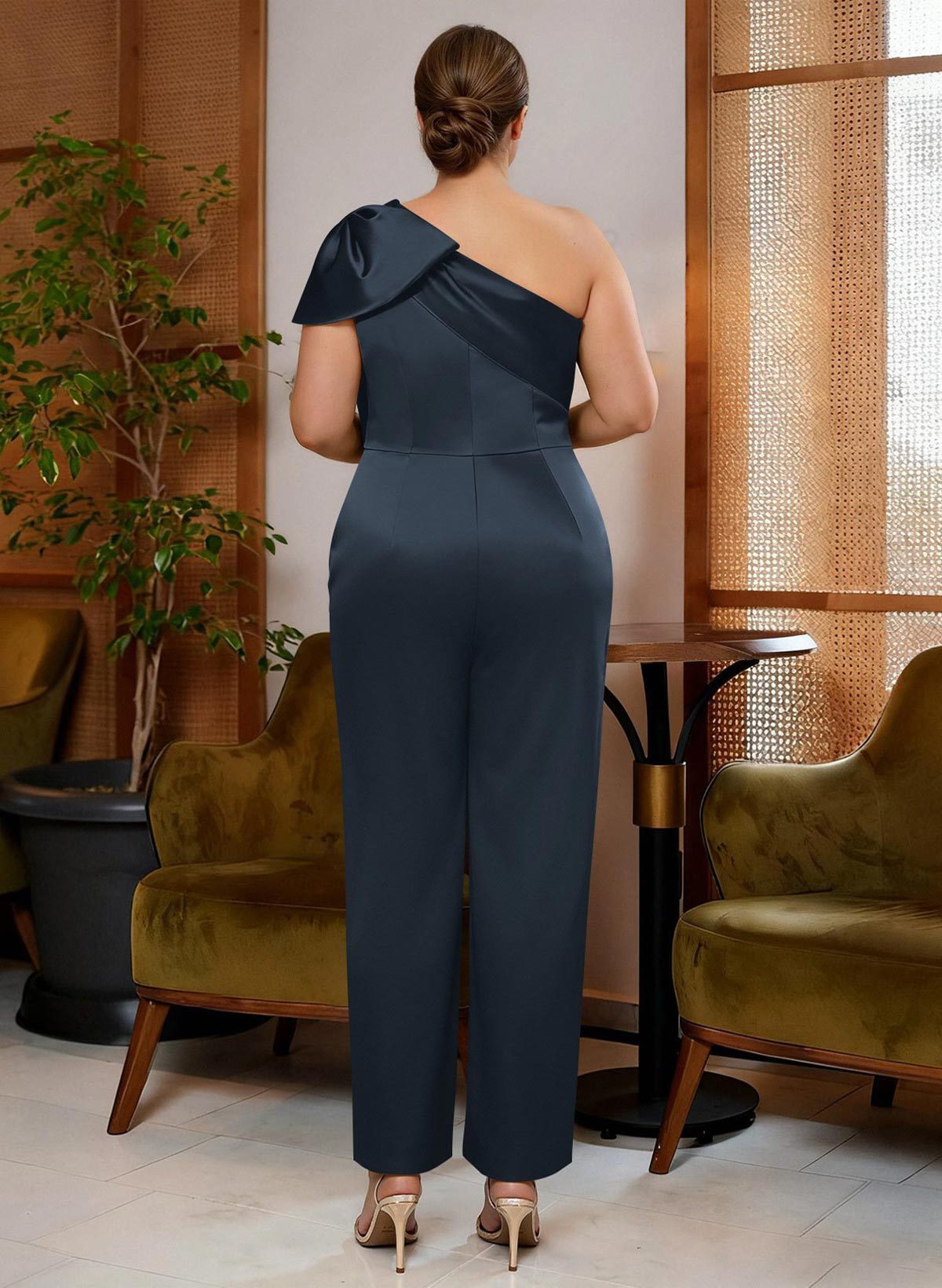Jumpsuit/Pantsuit One-Shoulder Satin Mother Of The Bride Dresses With Bow(s), product image 16