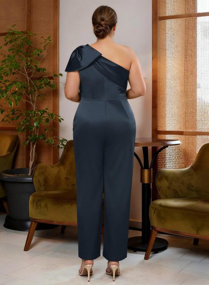 Jumpsuit/Pantsuit One-Shoulder Satin Mother Of The Bride Dresses With Bow(s), product image 16