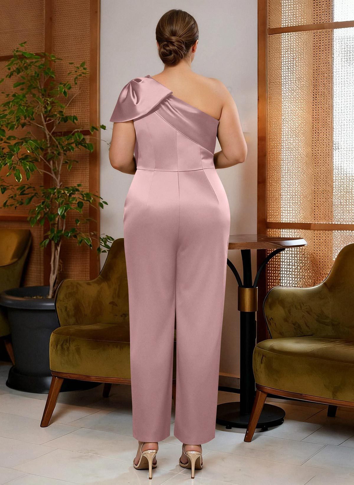 Jumpsuit/Pantsuit One-Shoulder Satin Mother Of The Bride Dresses With Bow(s), product image 72