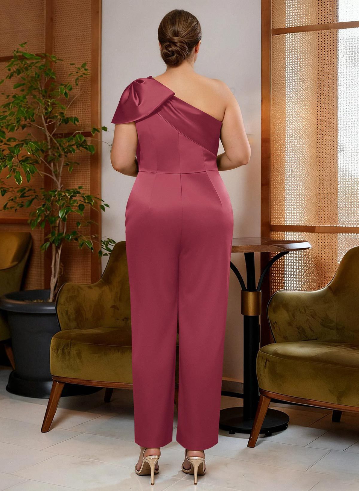 Jumpsuit/Pantsuit One-Shoulder Satin Mother Of The Bride Dresses With Bow(s), product image 116