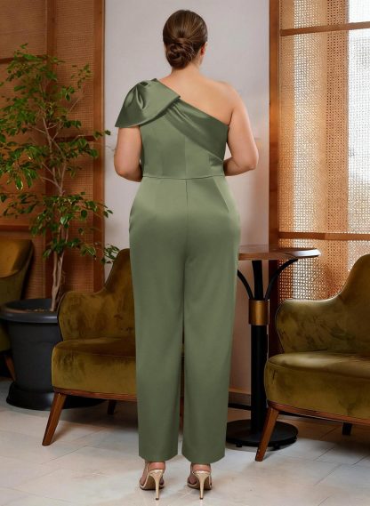 Jumpsuit/Pantsuit One-Shoulder Satin Mother Of The Bride Dresses With Bow(s), product image 4