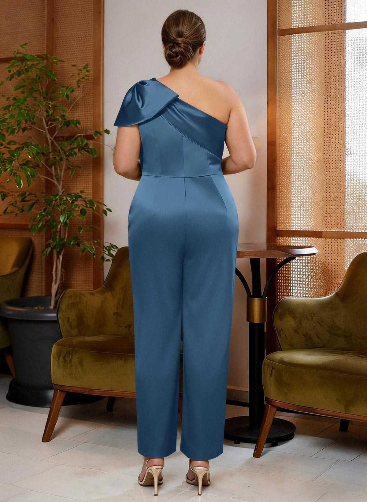 Jumpsuit/Pantsuit One-Shoulder Satin Mother Of The Bride Dresses With Bow(s), product image 28