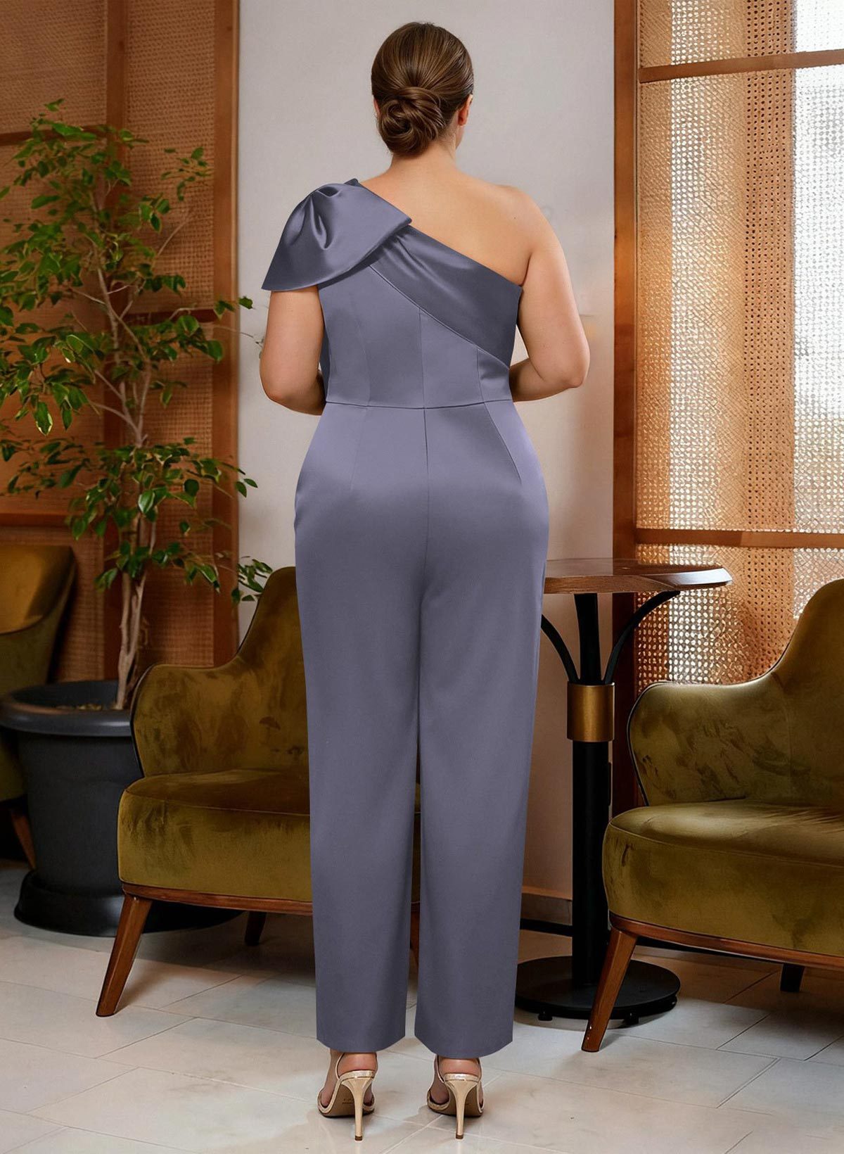 Jumpsuit/Pantsuit One-Shoulder Satin Mother Of The Bride Dresses With Bow(s), product image 32