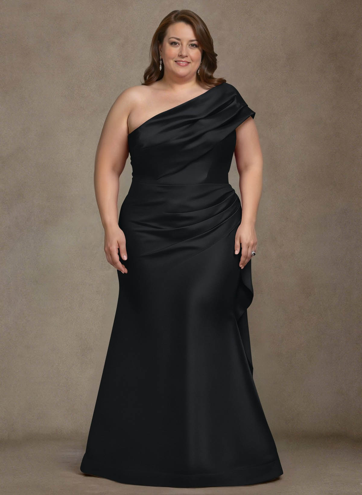 Elegant One-Shoulder Floor-Length Mermaid Satin Mother Of The Bride Dresses, product image 3