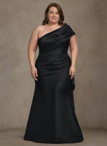 Elegant One-Shoulder Floor-Length Mermaid Satin Mother Of The Bride Dresses, product image 3
