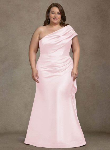 Elegant One-Shoulder Floor-Length Mermaid Satin Mother Of The Bride Dresses, product image 45