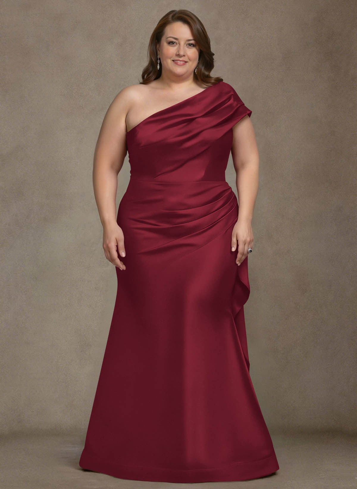 Elegant One-Shoulder Floor-Length Mermaid Satin Mother Of The Bride Dresses, product image 51