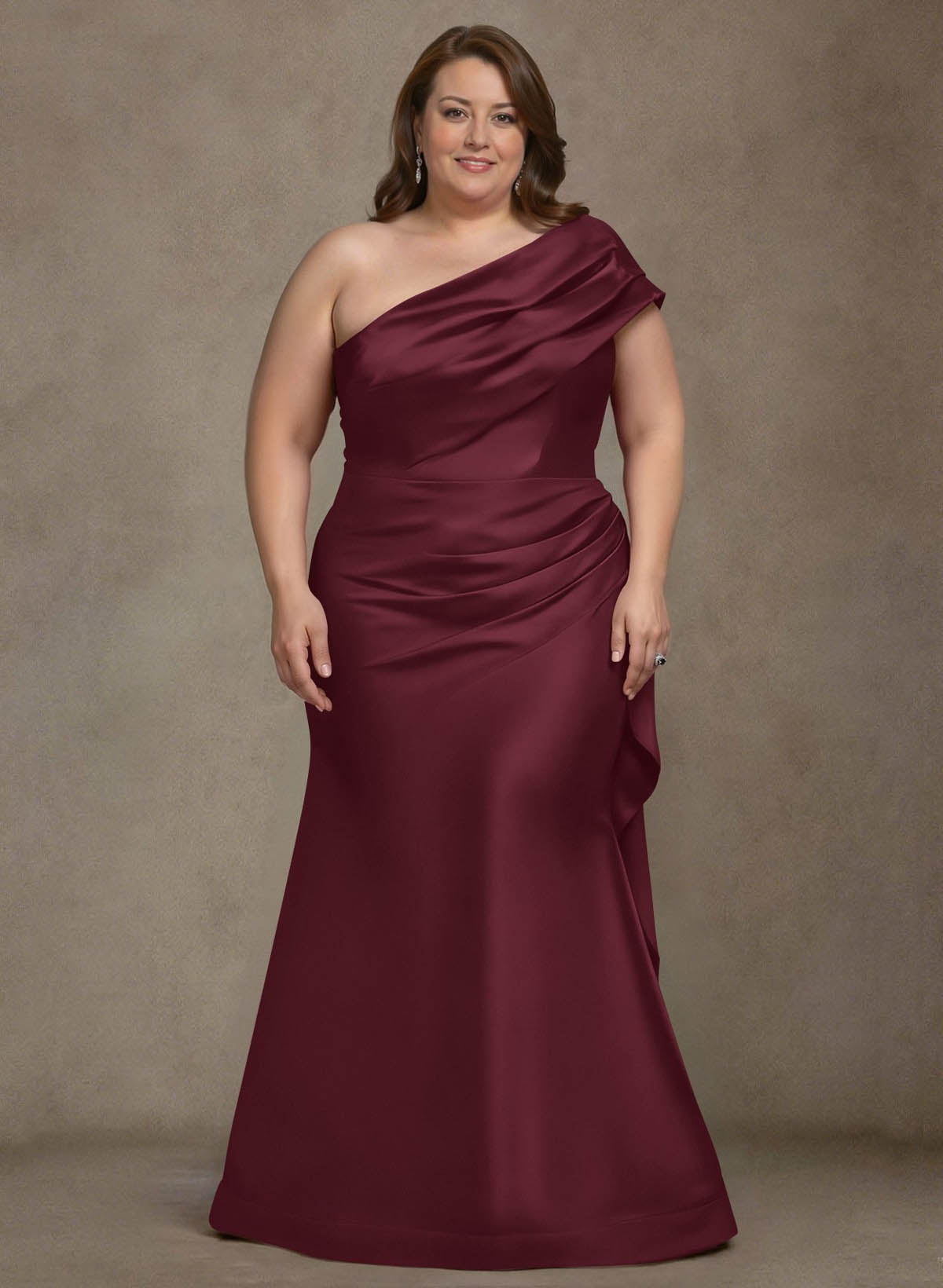 Elegant One-Shoulder Floor-Length Mermaid Satin Mother Of The Bride Dresses, product image 53