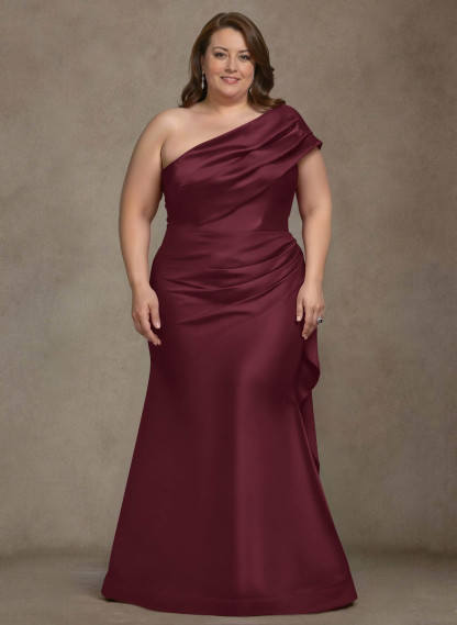 Elegant One-Shoulder Floor-Length Mermaid Satin Mother Of The Bride Dresses, product image 53