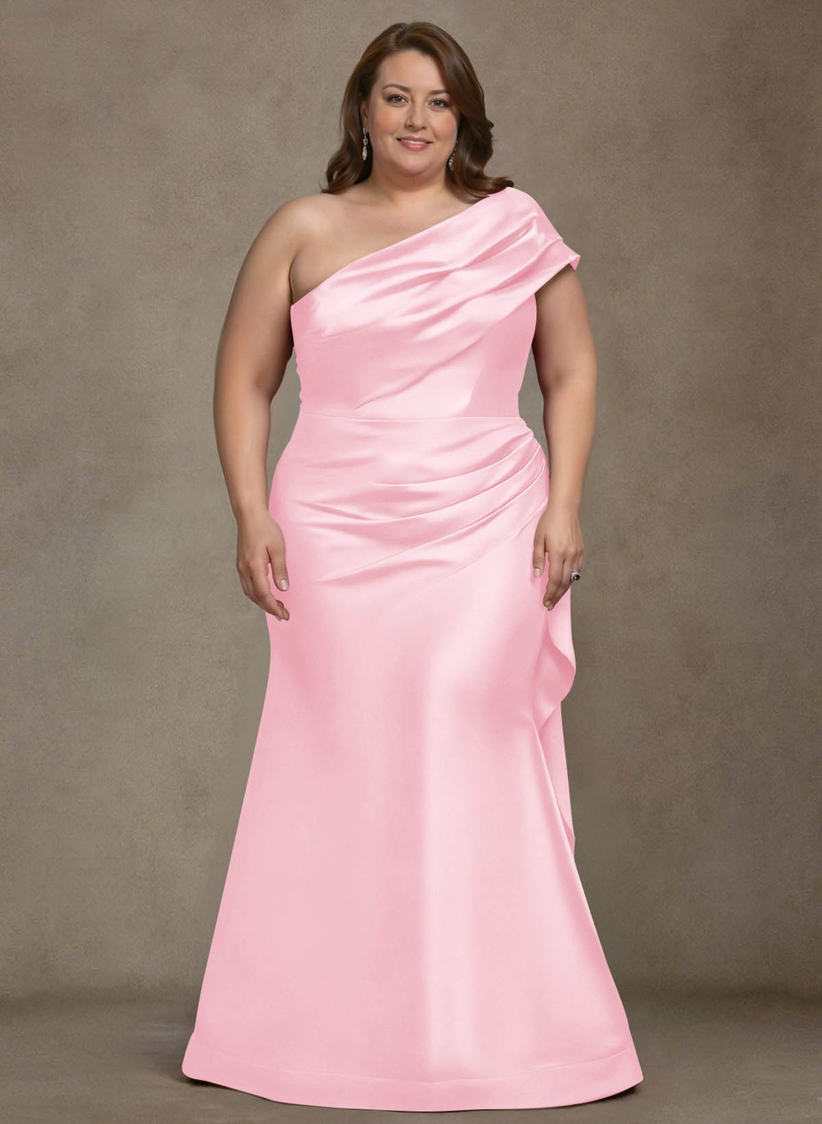 Elegant One-Shoulder Floor-Length Mermaid Satin Mother Of The Bride Dresses, product image 47