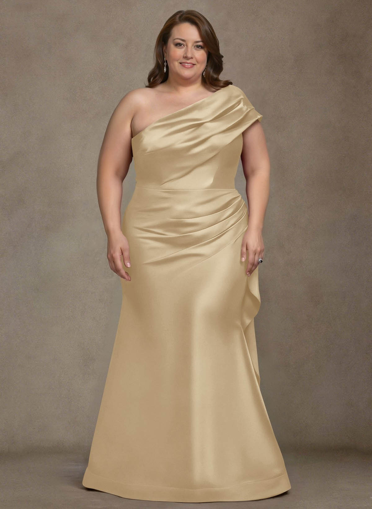 Elegant One-Shoulder Floor-Length Mermaid Satin Mother Of The Bride Dresses, product image 5