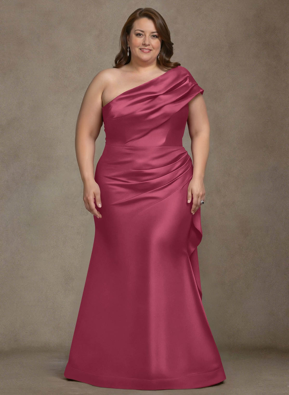Elegant One-Shoulder Floor-Length Mermaid Satin Mother Of The Bride Dresses, product image 55