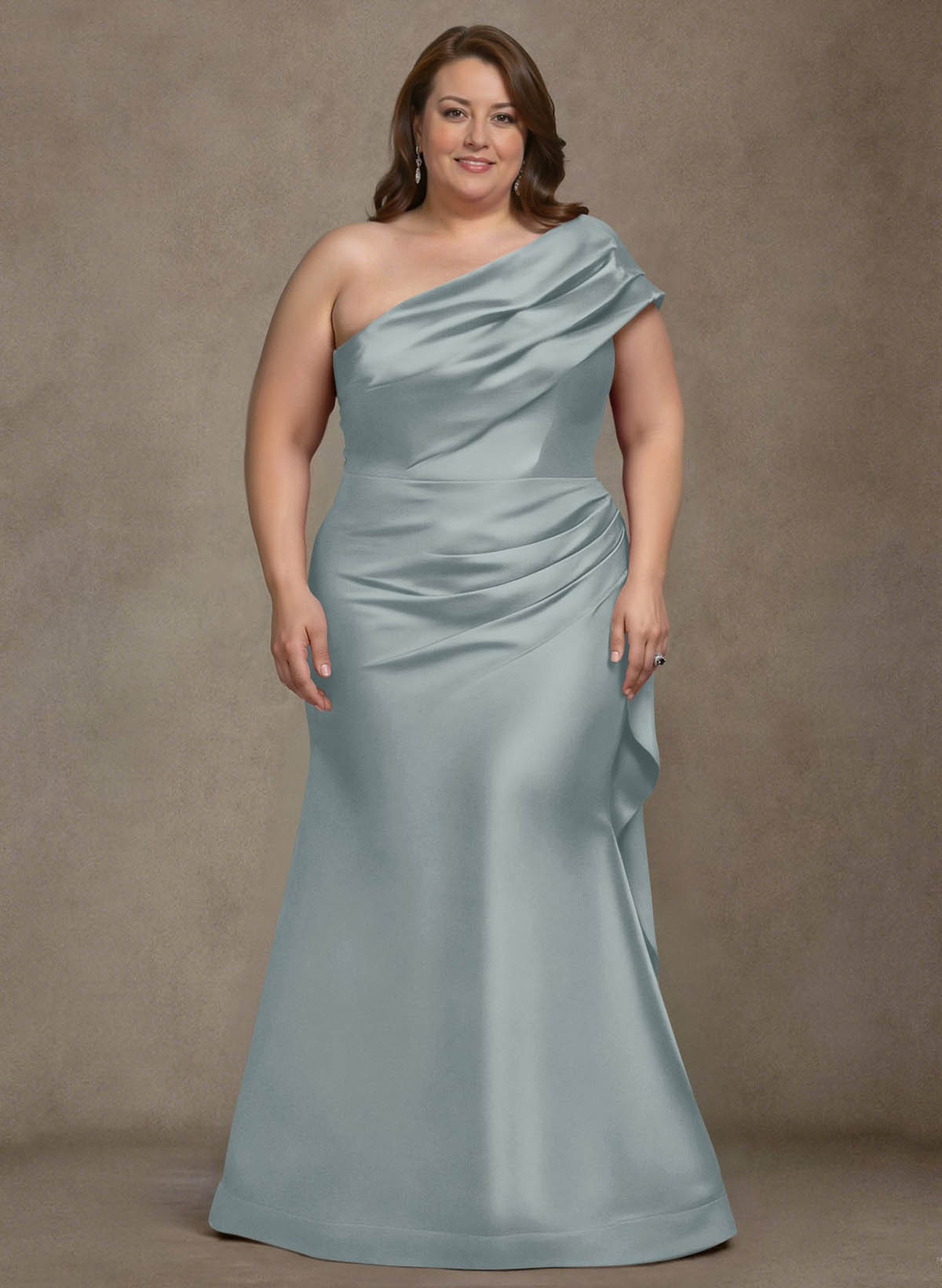 Elegant One-Shoulder Floor-Length Mermaid Satin Mother Of The Bride Dresses, product image 17