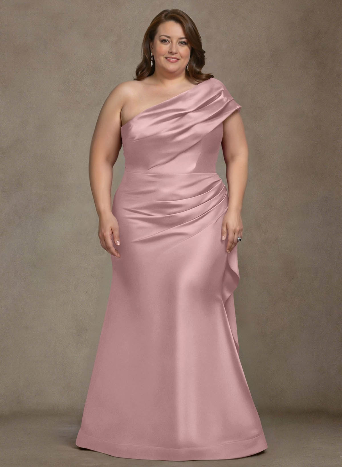 Elegant One-Shoulder Floor-Length Mermaid Satin Mother Of The Bride Dresses, product image 35