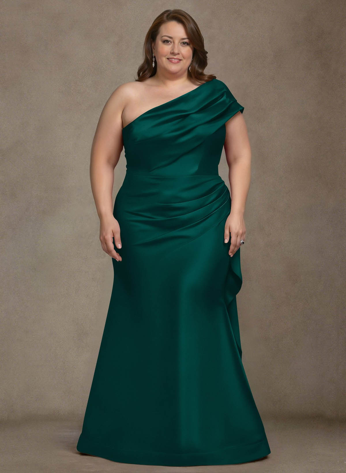 Elegant One-Shoulder Floor-Length Mermaid Satin Mother Of The Bride Dresses, product image 65
