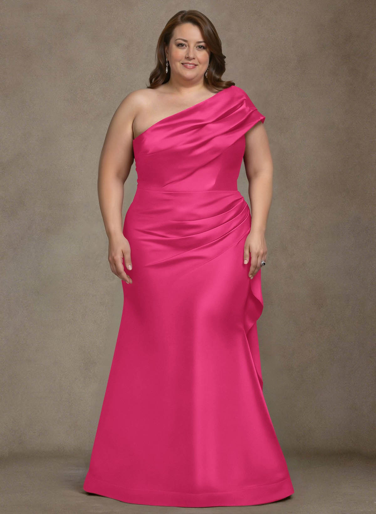 Elegant One-Shoulder Floor-Length Mermaid Satin Mother Of The Bride Dresses, product image 33
