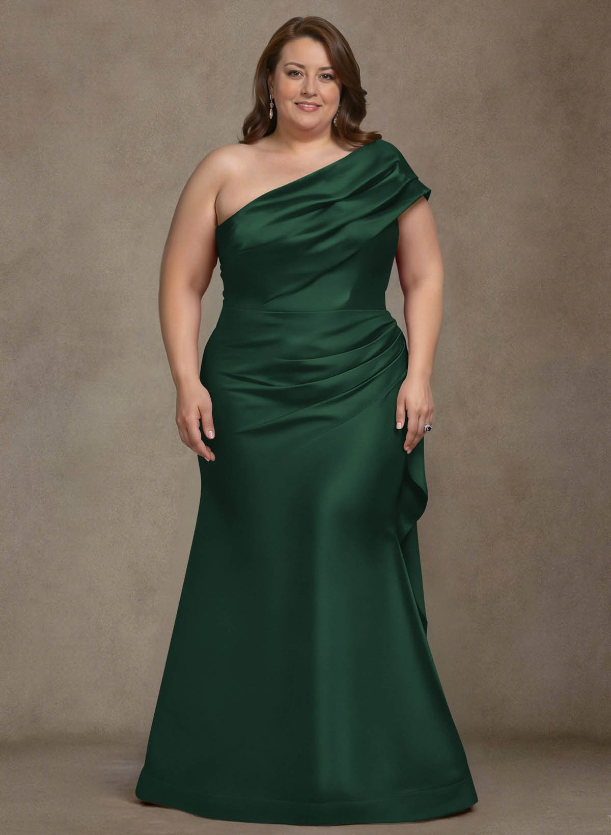 Elegant One-Shoulder Floor-Length Mermaid Satin Mother Of The Bride Dresses, product image 63
