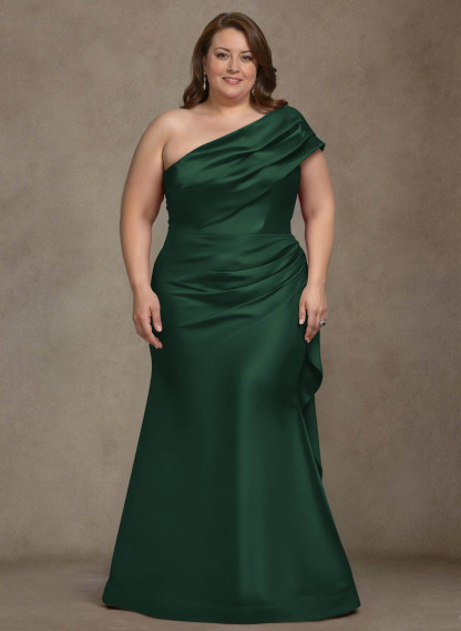 Elegant One-Shoulder Floor-Length Mermaid Satin Mother Of The Bride Dresses, product image 63