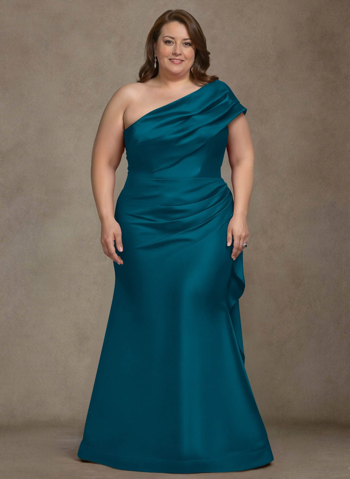 Elegant One-Shoulder Floor-Length Mermaid Satin Mother Of The Bride Dresses, product image 21