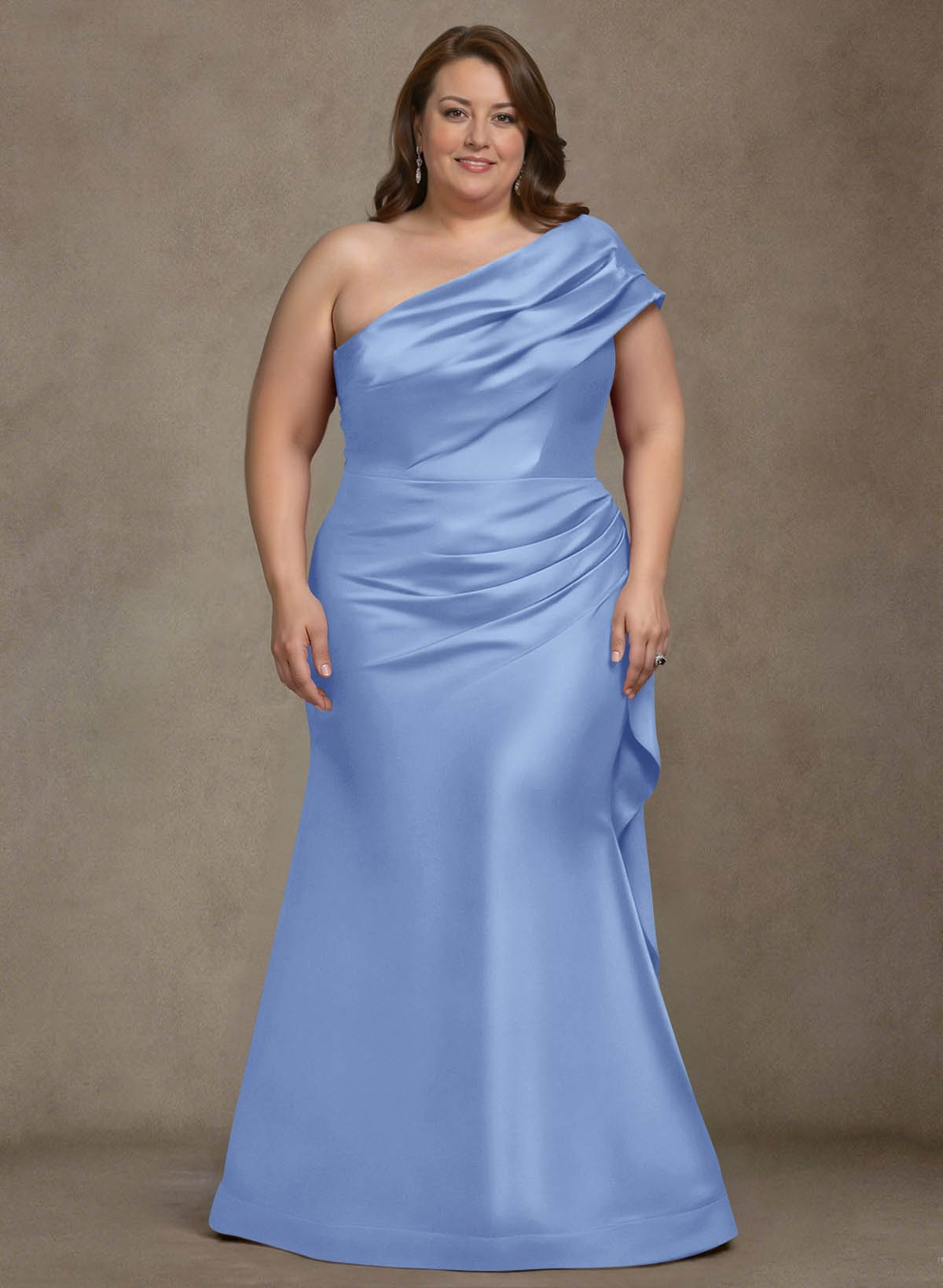 Elegant One-Shoulder Floor-Length Mermaid Satin Mother Of The Bride Dresses, product image 27
