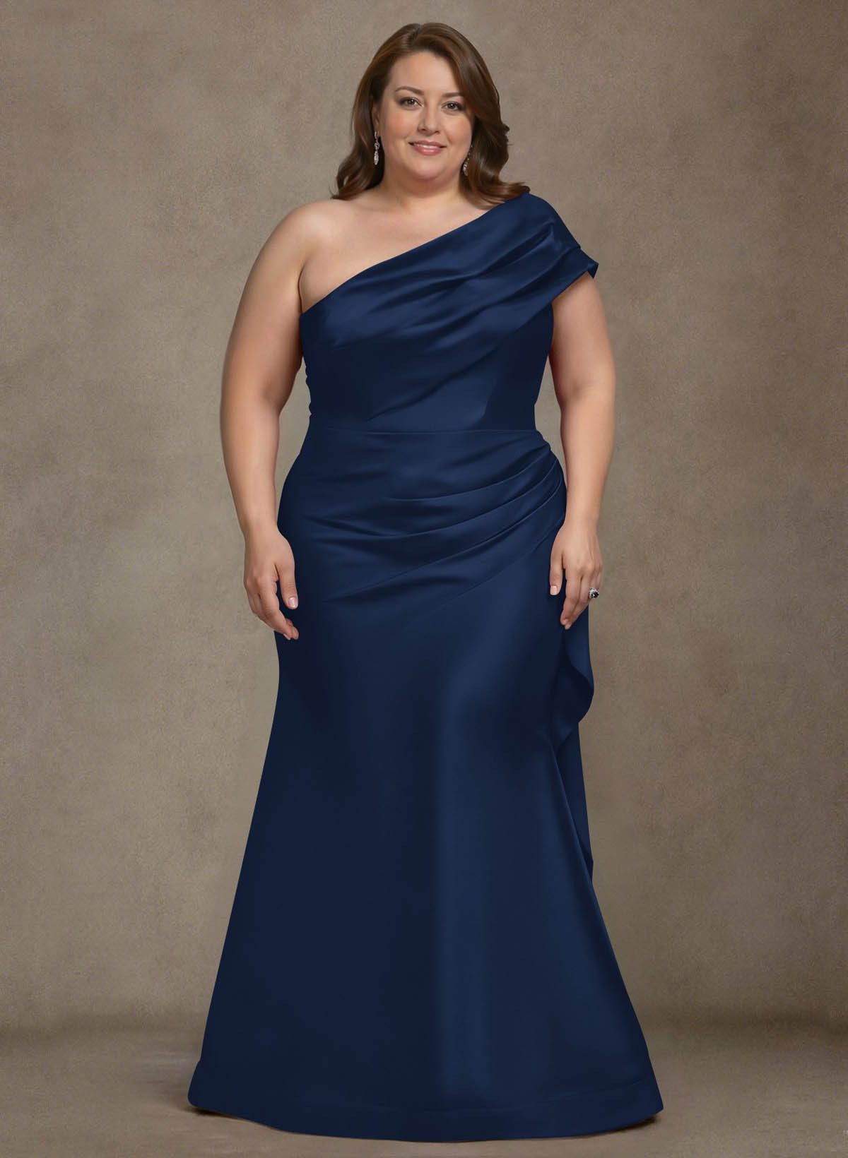 Elegant One-Shoulder Floor-Length Mermaid Satin Mother Of The Bride Dresses, product image 9
