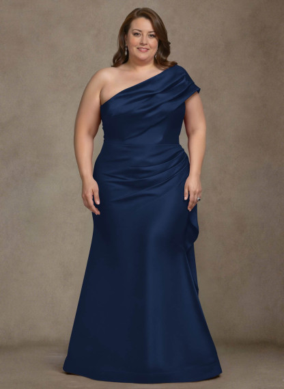 Elegant One-Shoulder Floor-Length Mermaid Satin Mother Of The Bride Dresses, product image 9