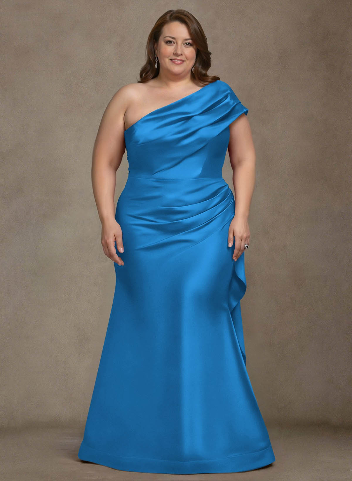 Elegant One-Shoulder Floor-Length Mermaid Satin Mother Of The Bride Dresses, product image 25