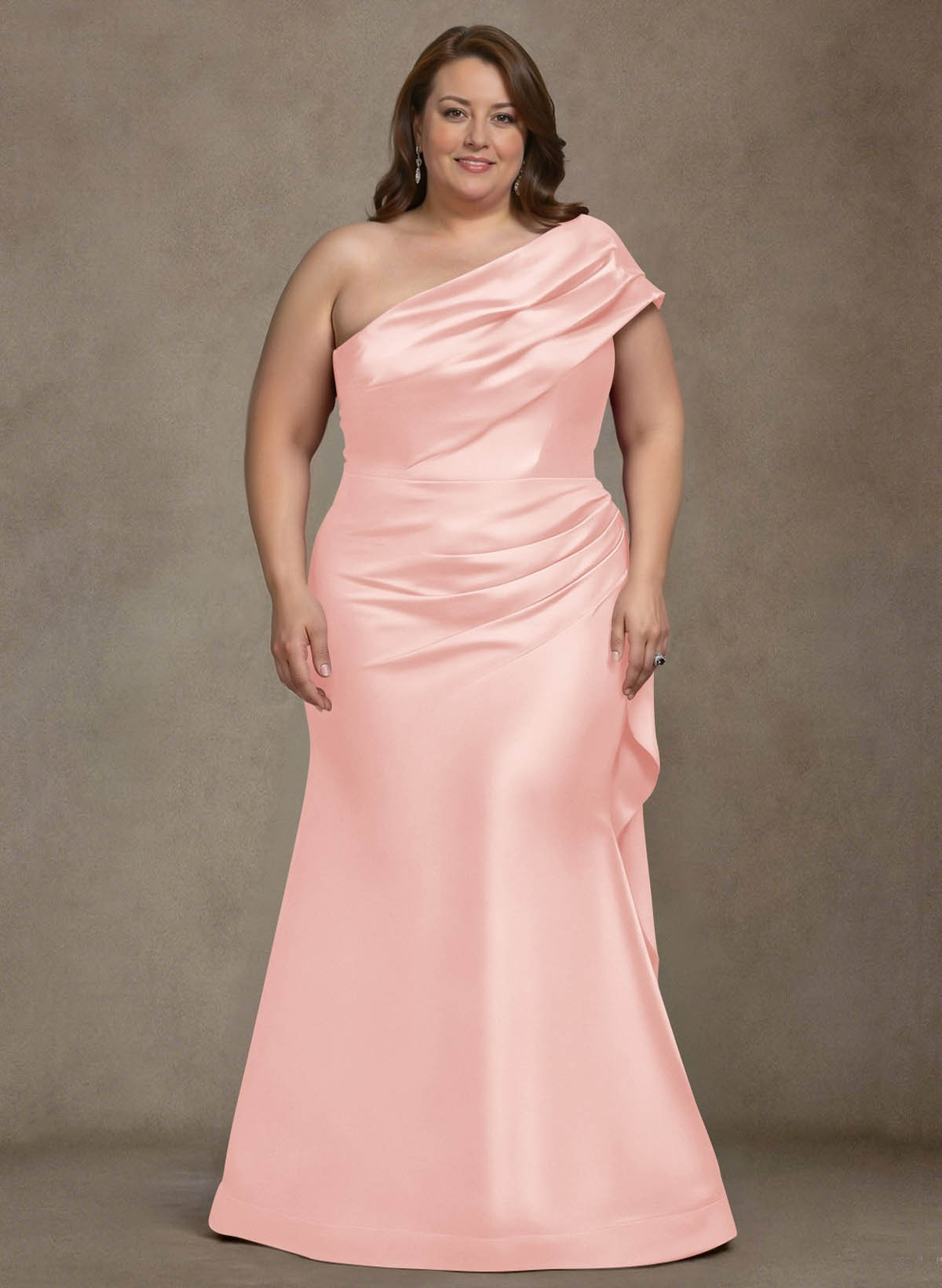 Elegant One-Shoulder Floor-Length Mermaid Satin Mother Of The Bride Dresses, product image 37