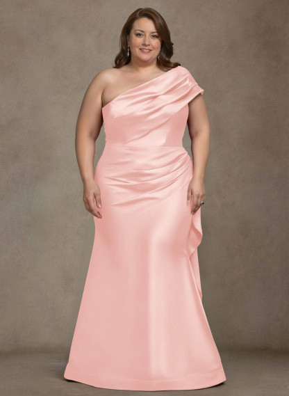 Elegant One-Shoulder Floor-Length Mermaid Satin Mother Of The Bride Dresses, product image 37