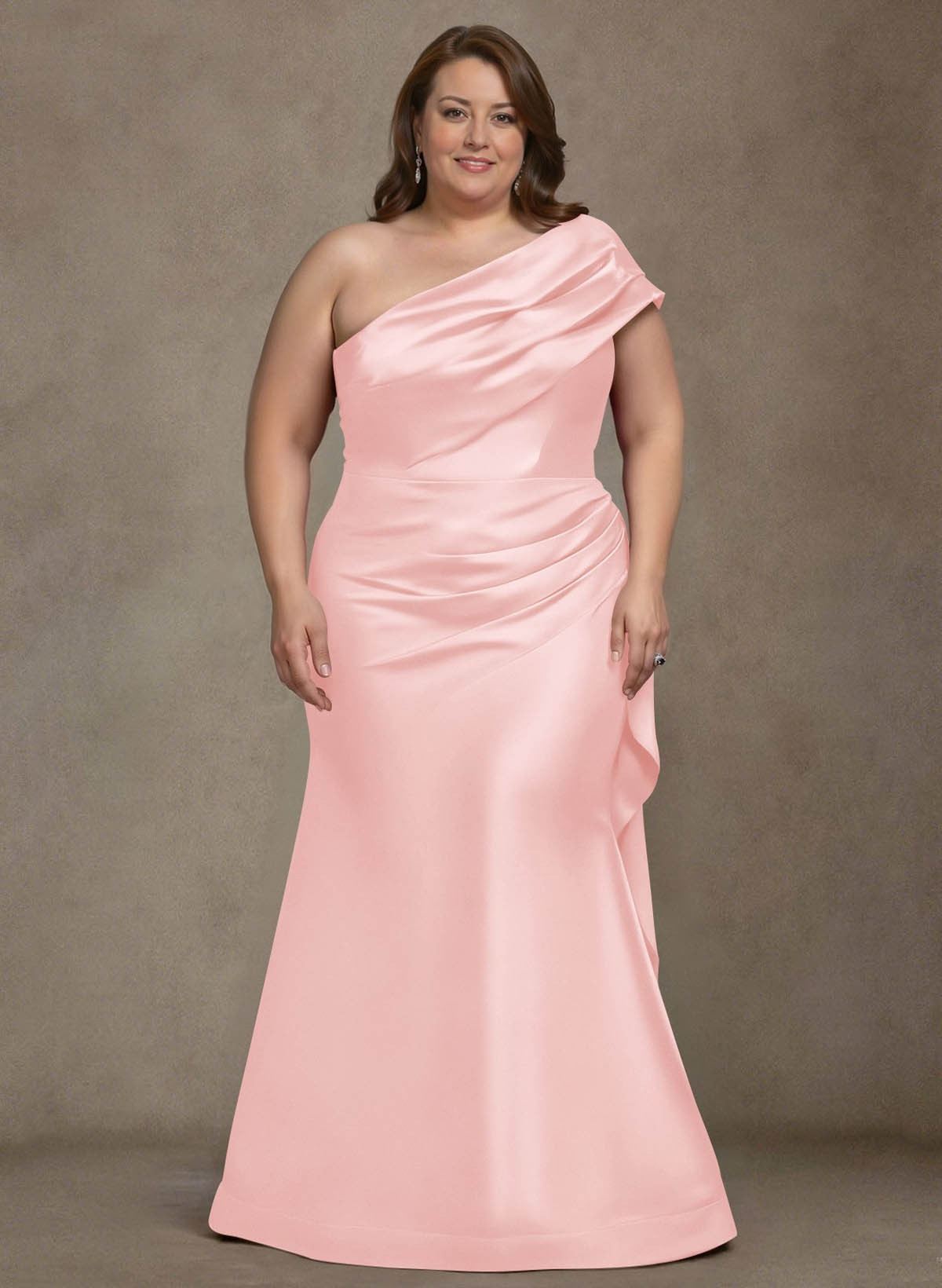Elegant One-Shoulder Floor-Length Mermaid Satin Mother Of The Bride Dresses, product image 41